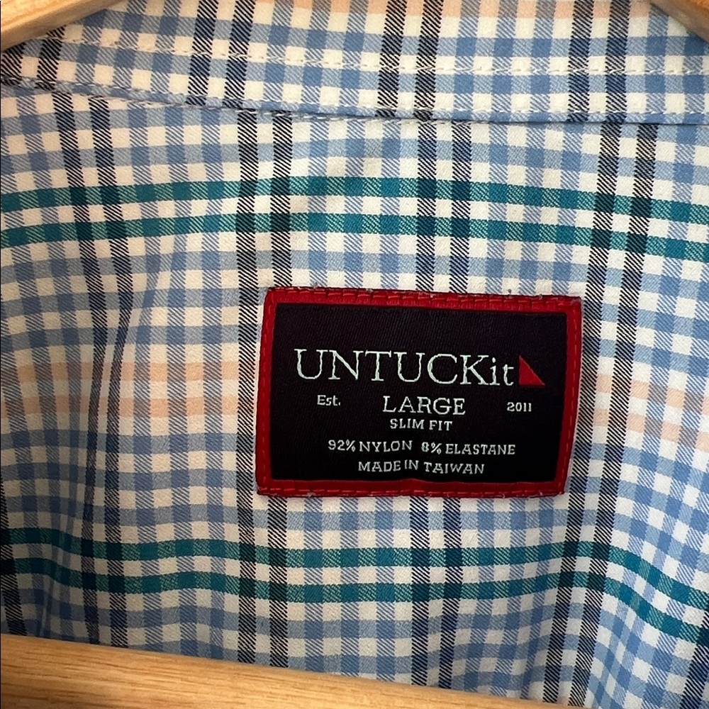 UNTUCKit Men's Scansano Gingham Button Down Performance Shirt Large Like New - Picture 4 of 9